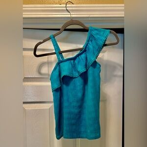 One-Shoulder Blue Girls Top
